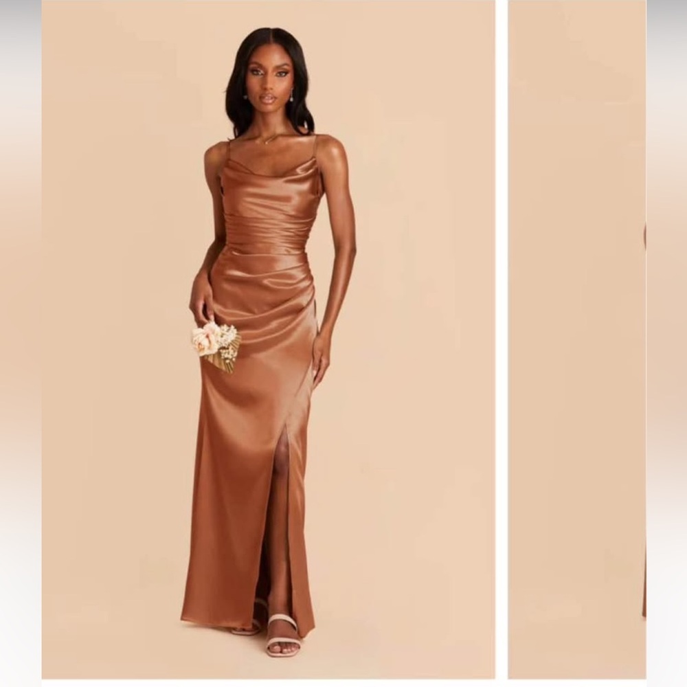 Birdy Grey Lydia Shiny Satin Dress in Rust Small